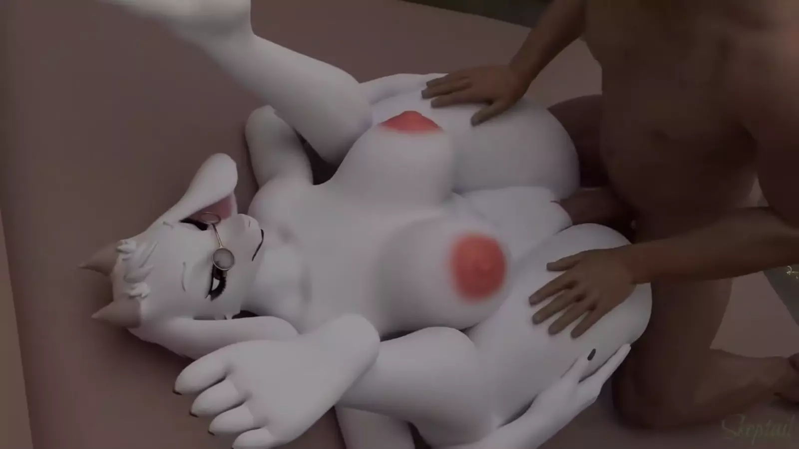 A sexy hentai character with a cum overfl on her round bottom